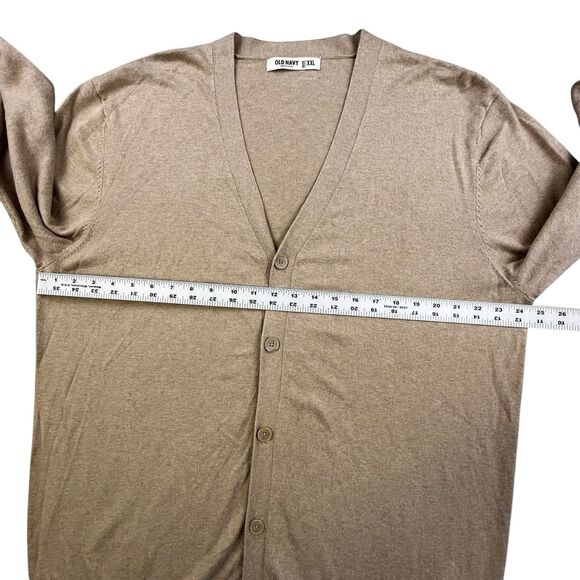 Old Navy Cardigan Sweater Mens 2XL Tan Brown Button Knit Preppy Dad Core - Picture 7 of 9